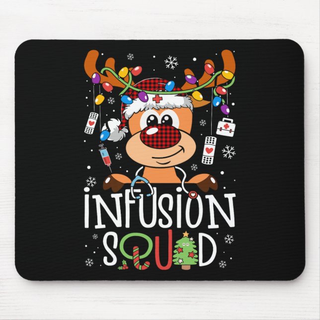 Reindeer christmas infusion nurse squad stethoscop mouse pad (Front)