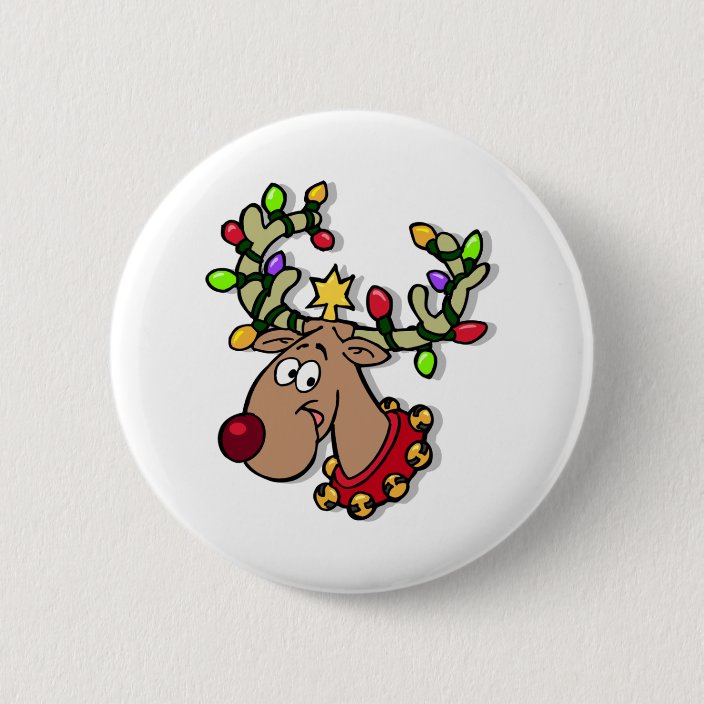 Reindeer Christmas Lights Button