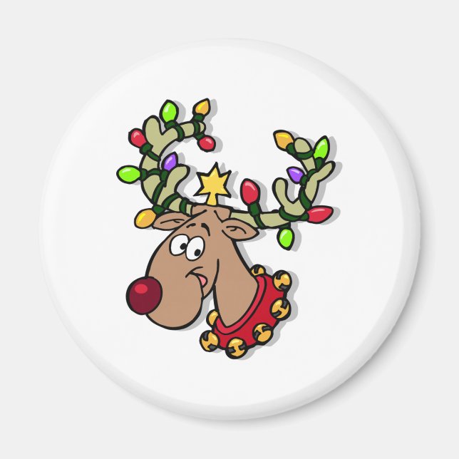 Reindeer Christmas Lights Magnet (Front)