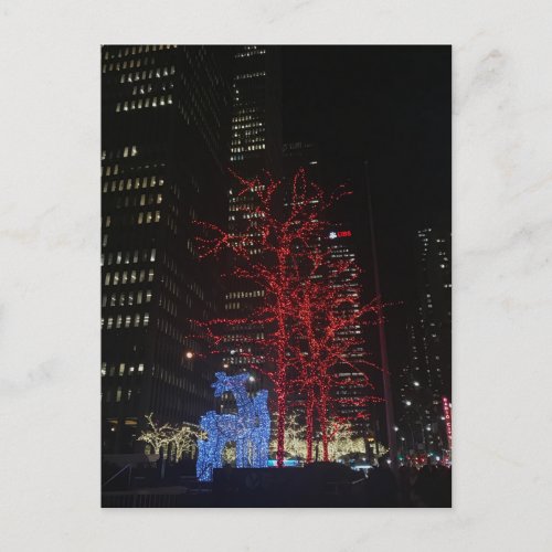 Reindeer Christmas Lights New York City Manhattan Holiday Postcard