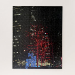 Reindeer Christmas Lights New York City Manhattan Jigsaw Puzzle