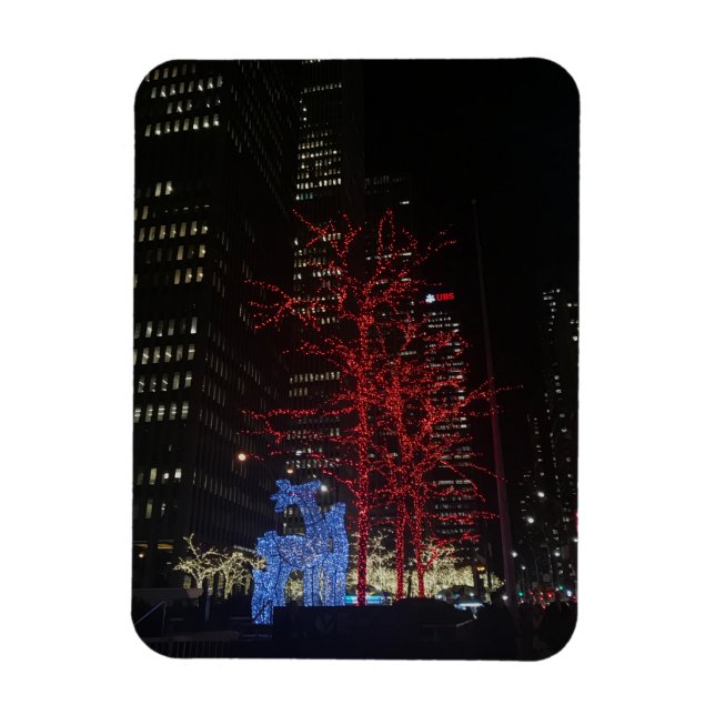Reindeer Christmas Lights New York City Manhattan Magnet (Vertical)