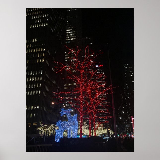 Reindeer Christmas Lights New York City Manhattan Poster (Front)