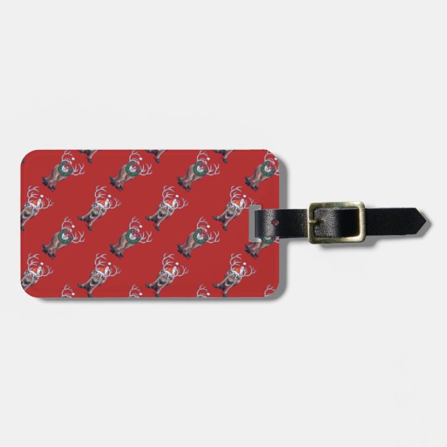 Reindeer Christmas Luggage Tag (Front Horizontal)