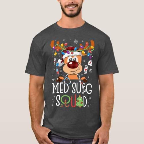 Reindeer Christmas Med Surg Squad Stethoscope Nurs T_Shirt