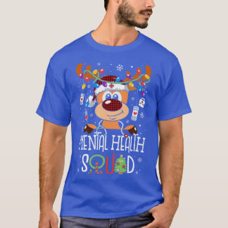 Reindeer Christmas Mental Health Squad Stethoscope T-Shirt