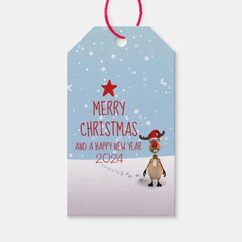 Reindeer Christmas New Year Funny Tree 2024 Gift Tags