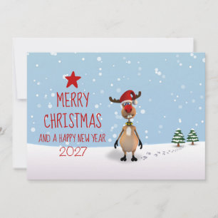 Reindeer Christmas New Year Funny Tree 2027 Card