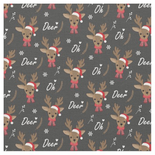 Reindeer Oh My Deer Text Patterned Black Wrapping Paper, Zazzle