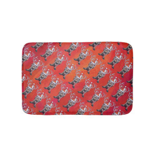 Reindeer Christmas On Green Bathroom Mat