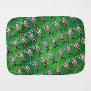 Reindeer Christmas On Green Burp Cloth