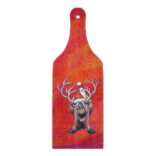 Reindeer Christmas On Green Cutting Board
