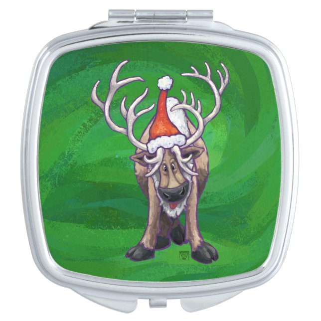 Reindeer Christmas On Green Vanity Mirror (Front)