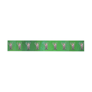 Reindeer Christmas On Green Wrap Around Address Label