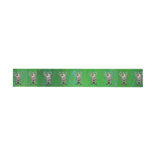 Reindeer Christmas On Green Wrap Around Address Label (Individual)