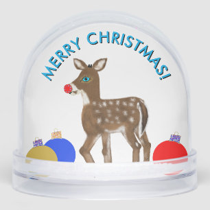 Reindeer Christmas Ornaments PHOTO  Snow Globe