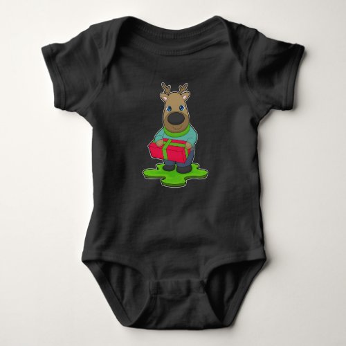 Reindeer Christmas Package Baby Bodysuit