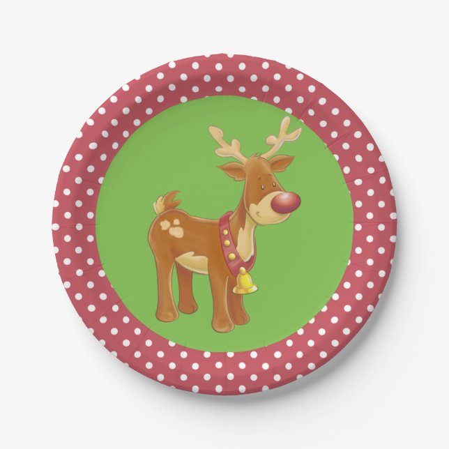 Reindeer Christmas Paper Plates (Front)