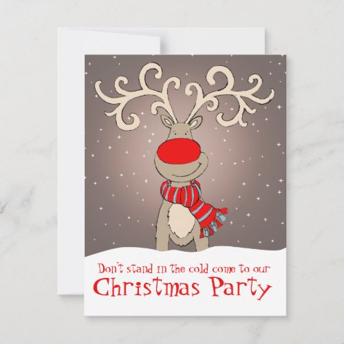 Reindeer christmas party invitation soft grey