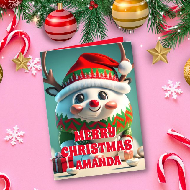 Reindeer Christmas Personalized Kids Photo Holiday Card (Creator Uploaded)