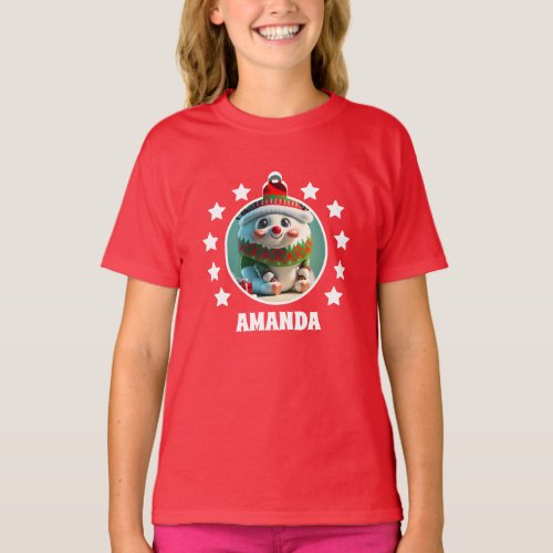 Reindeer Christmas Personalized Kids Red T_Shirt
