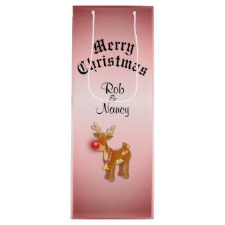 Reindeer Christmas Personalized Wine Gift Bag