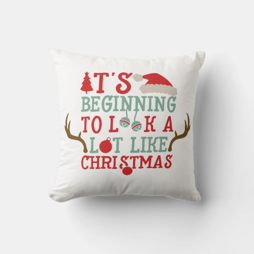 Reindeer Christmas Pillow with Holiday Quote