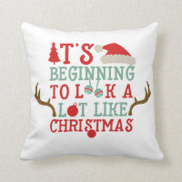 Reindeer Christmas Pillow with Holiday Quote