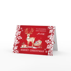 Reindeer Christmas Presents Great Grandson Holiday Card