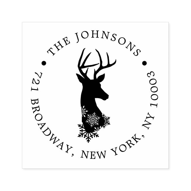 Reindeer Christmas Return Address Holiday Theme Rubber Stamp (Imprint)