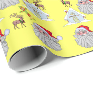 Reindeer Christmas Santa Claus Elf Wrapping Paper