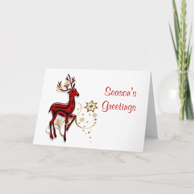 Reindeer Christmas Season's Greetings PERSONALIZE Holiday Card (Front)