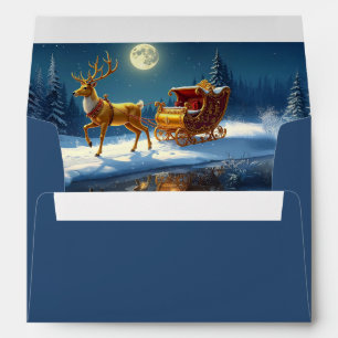 Reindeer Christmas Sleigh Holiday Envelope