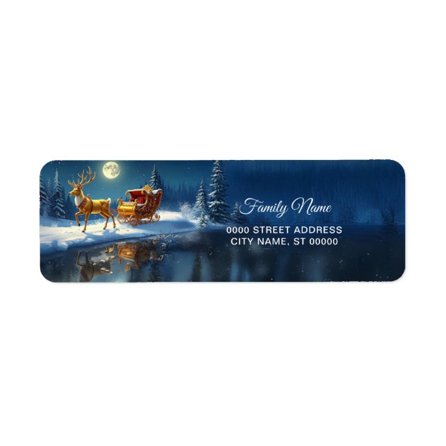 Reindeer Christmas Sleigh Return Address Label (Front)