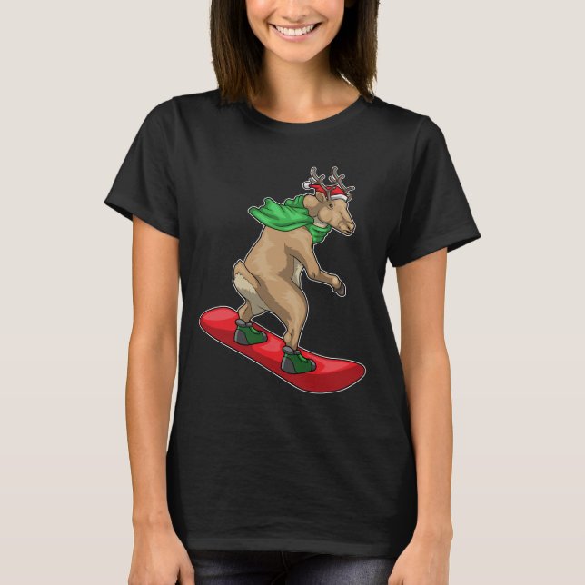 Reindeer Christmas Snowboard T-Shirt (Front)