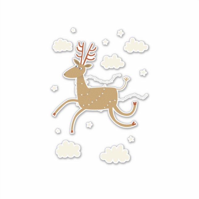 Reindeer Christmas Sticker (Front)