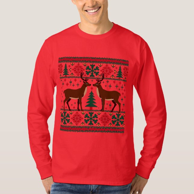Reindeer Christmas Sweater Long Sleeve (Front)