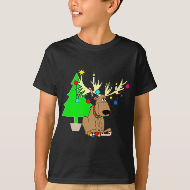 Reindeer Christmas T Shirt Holiday Gift (Front)