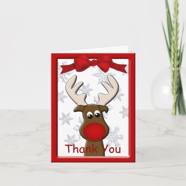 Reindeer Christmas Thank You Note Card (Front)