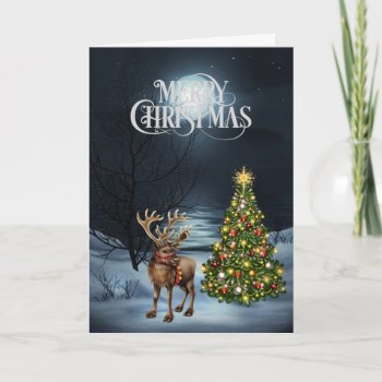 Reindeer Christmas Tree In The Woods Holiday Card by ChristmasBellsRing at Zazzle