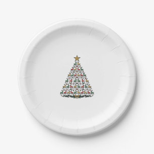 Reindeer Christmas Tree Vintage Engraving Shirt_1 Paper Plates