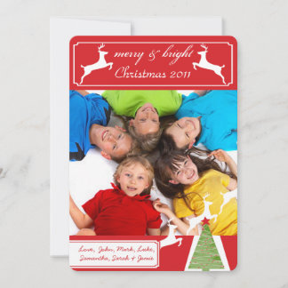 Reindeer Christmas Tree Your Photo Christmas Card