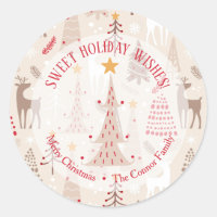 Reindeer Christmas Trees Homemade Holiday Baking Classic Round Sticker