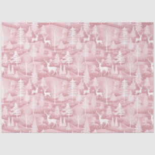 Reindeer Christmas Trees Pink Pattern Christmas Tissue Paper