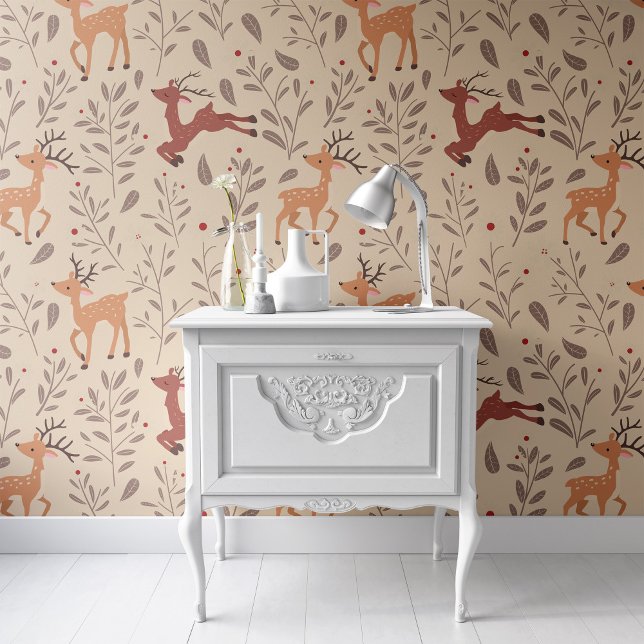 Reindeer Christmas Wallpaper Pattern Peel & Stick Wallpaper (Creator Uploaded)