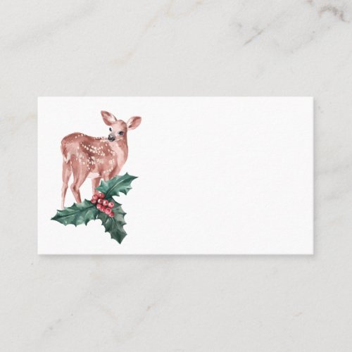 Reindeer Christmas Winter Red Wedding Deer Floral Place Card
