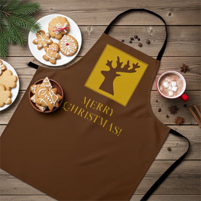Reindeer Christmas Wishes in Gold and Deep Bronze Apron (Creator Uploaded)