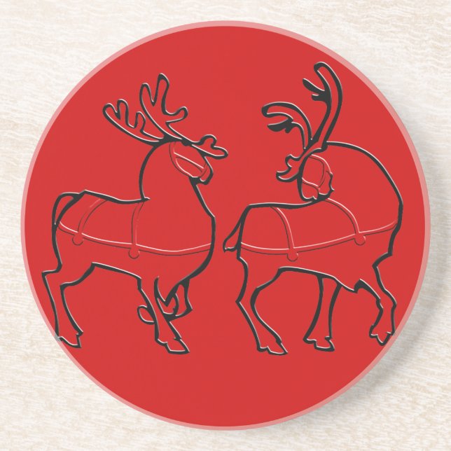 Reindeer Coasters Custom Christmas Coasters (Front)
