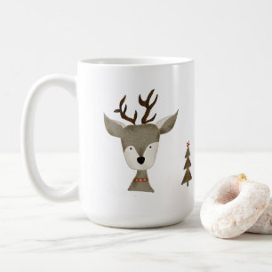 Reindeer Coffee Mug Holiday 15 oz Ceramic