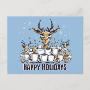 Reindeer Coffee Postcard by HolidayBug at Zazzle